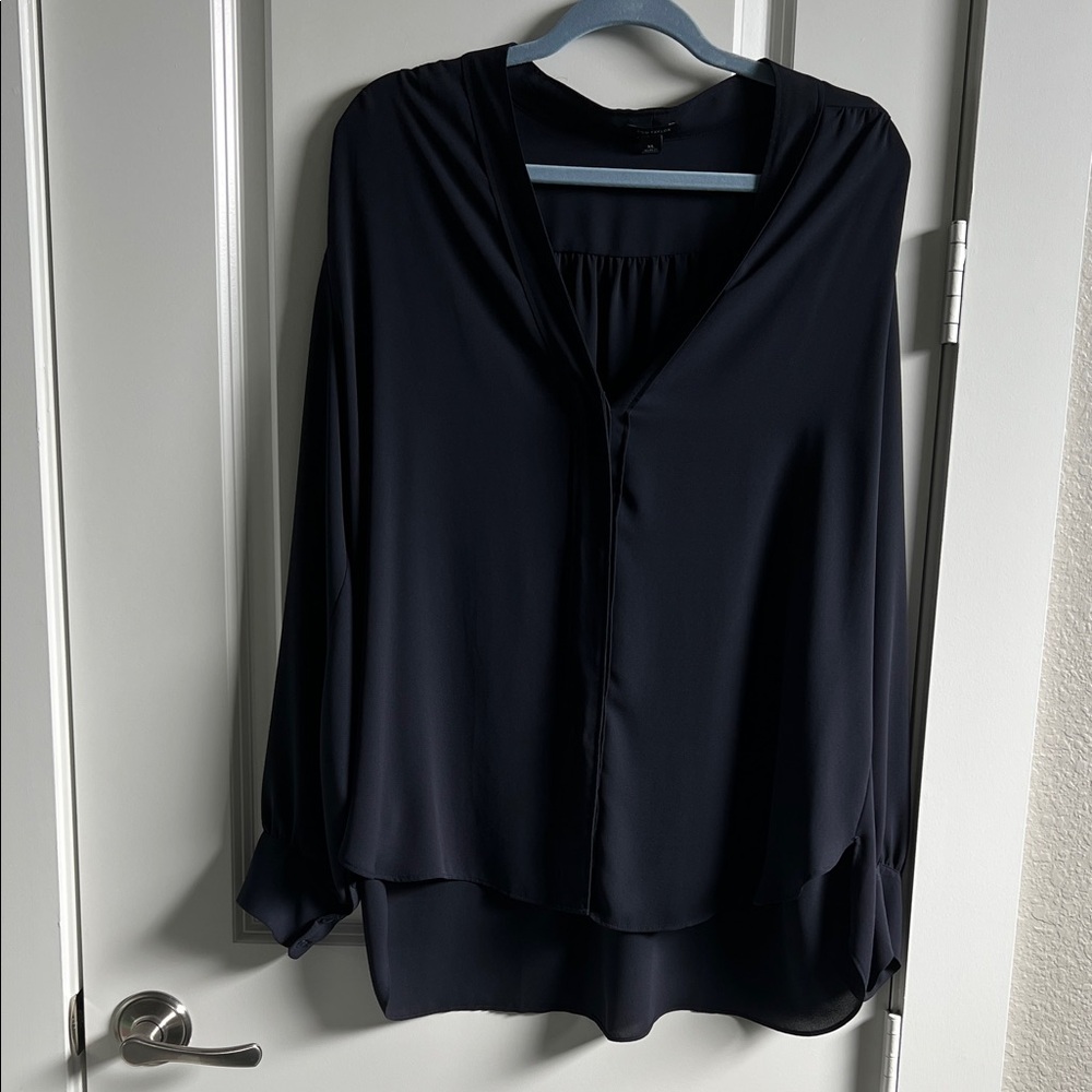 Ann Taylor Classic Navy Long Sleeved Blouse